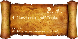 Mifkovics Ajnácska névjegykártya